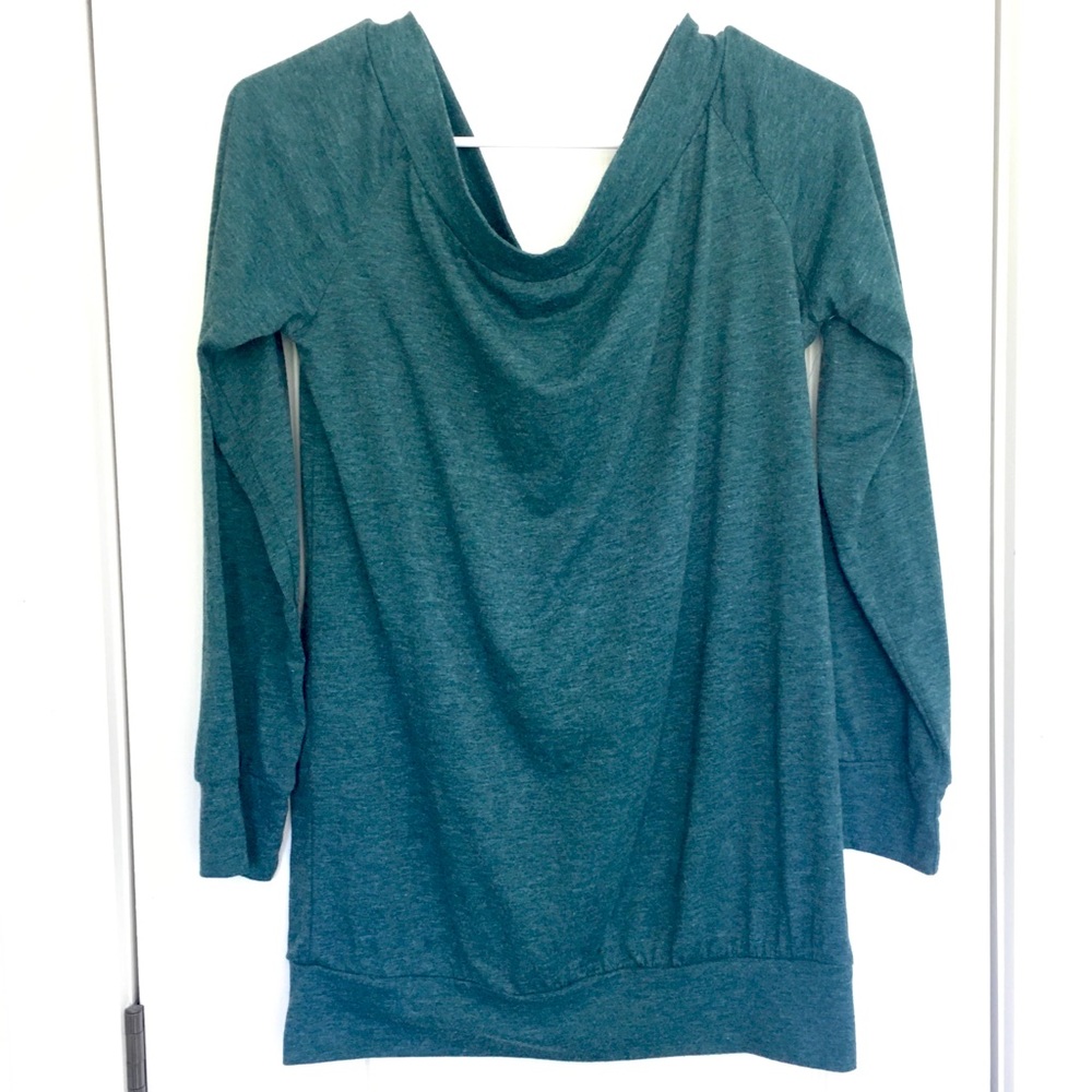 Green off the shoulder sweater